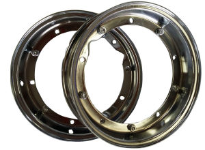 UK SCOOTERS  VESPA CHROMED WHEEL RIMS X 2 PX/LML/P/T5 10" PAIR SPLIT GENUINE LML