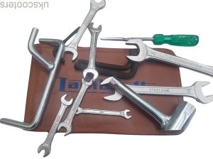 LAMBRETTA HANDY TOOLKIT  TAN , BROWN AND BLACK GENUINE LEATHER POUCH 13 PC PROP, PLUG SPANNER,