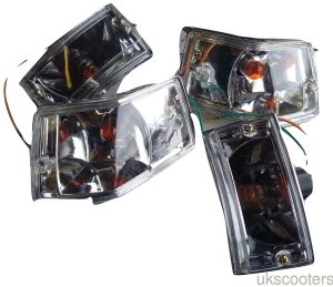 ukscooters VESPA PX 125 150 200 LML T5 P CLEAR LENS INDICATORS X 4 ORANGE BULBS