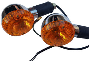 ukscooters ROYAL ENFIELD INDICATORS X2 CHROME ORANGE LENS 350CC 500CC