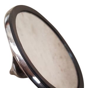 ukscooters VESPA LAMBRETTA POLISHED STAINLESS ROUND MIRROR HEAD BLACK RUBBER