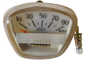 LAMBRETTA SPEEDOMETER 0-90M FREE BULB GP LI SX ITALIAN THREADED WHITE SPEEDO