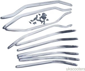 LAMBRETTA S2 FLOOR KIT ALLOY CHROME 10PC KIT FRONT N REAR FIXINGS