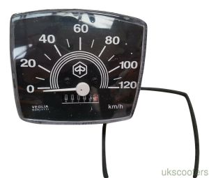 ukscooters VESPA SPEEDOMETER SQUARE SMALL FRAME V50 SPECIAL 0-120KM BLACK KM