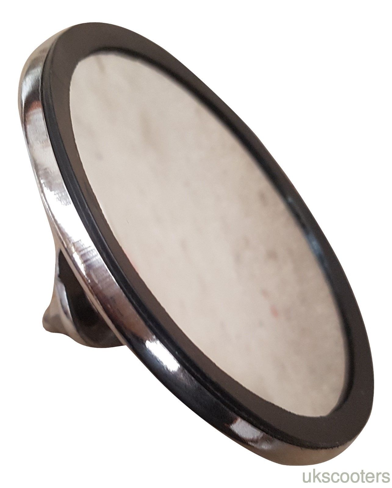 Vespa Lambretta Polished Stainless Round Mirror Head Black Rubber